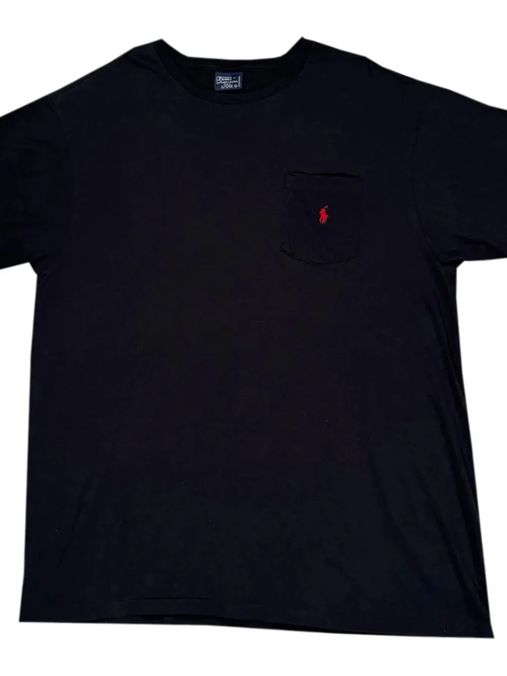 Vintage Polo Ralph Lauren Pony Pocket Black T Shirt (Size L)